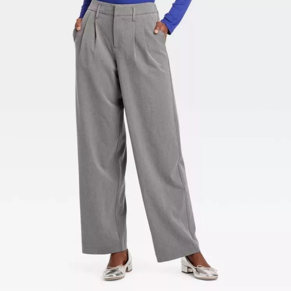 a new day Pants - A New Day Women's High-Rise Relaxed Hip & Thigh Gray Trousers, Size 6 Regular